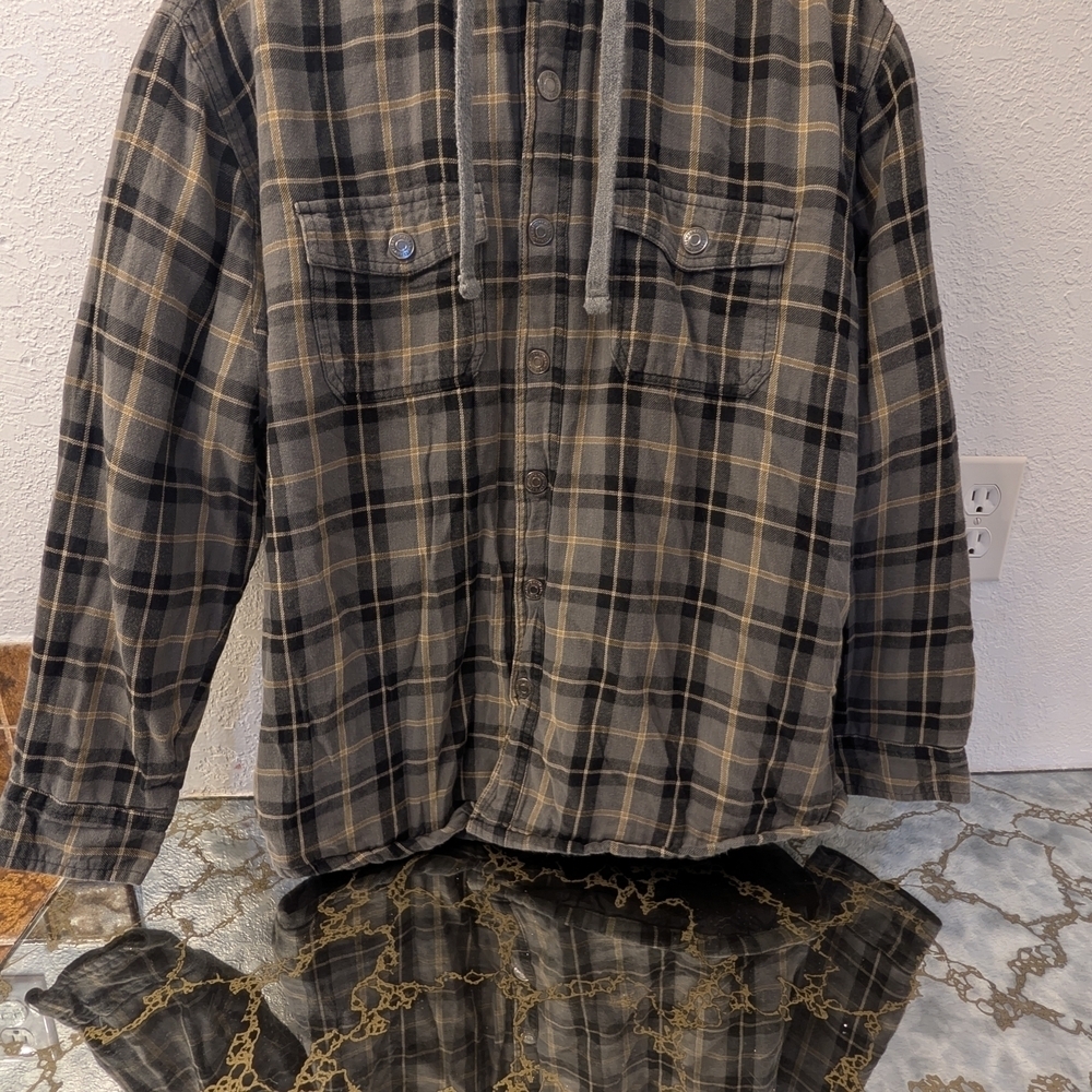 Craftsman Men's Gray and Tan Plaid Shirt Jacket